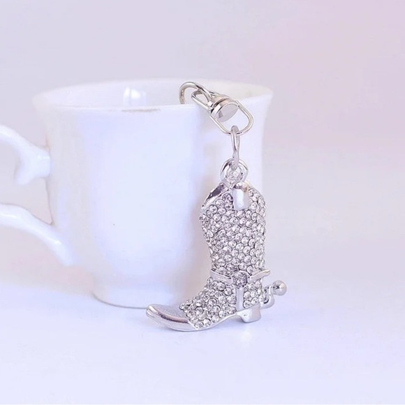 Cowgirl Boot Sparkly Alloy Bag Charm or Key Chain - Picture 4 of 4
